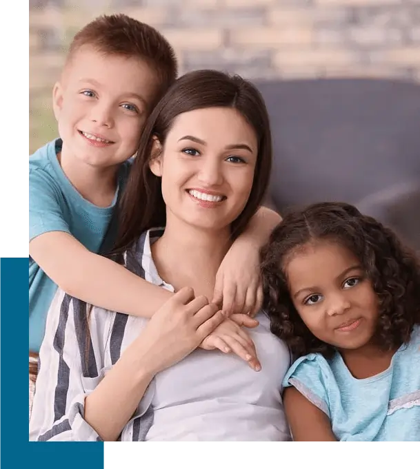 happy mother of two children