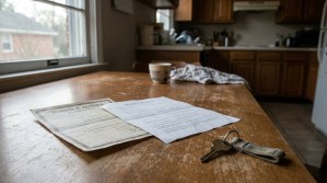 South Carolina marriage certificate and divorce petition on kitchen table with house keys
